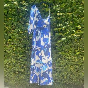 J. Crew Collection One-shoulder Ruffle-hem Dress in Painted Floral Print